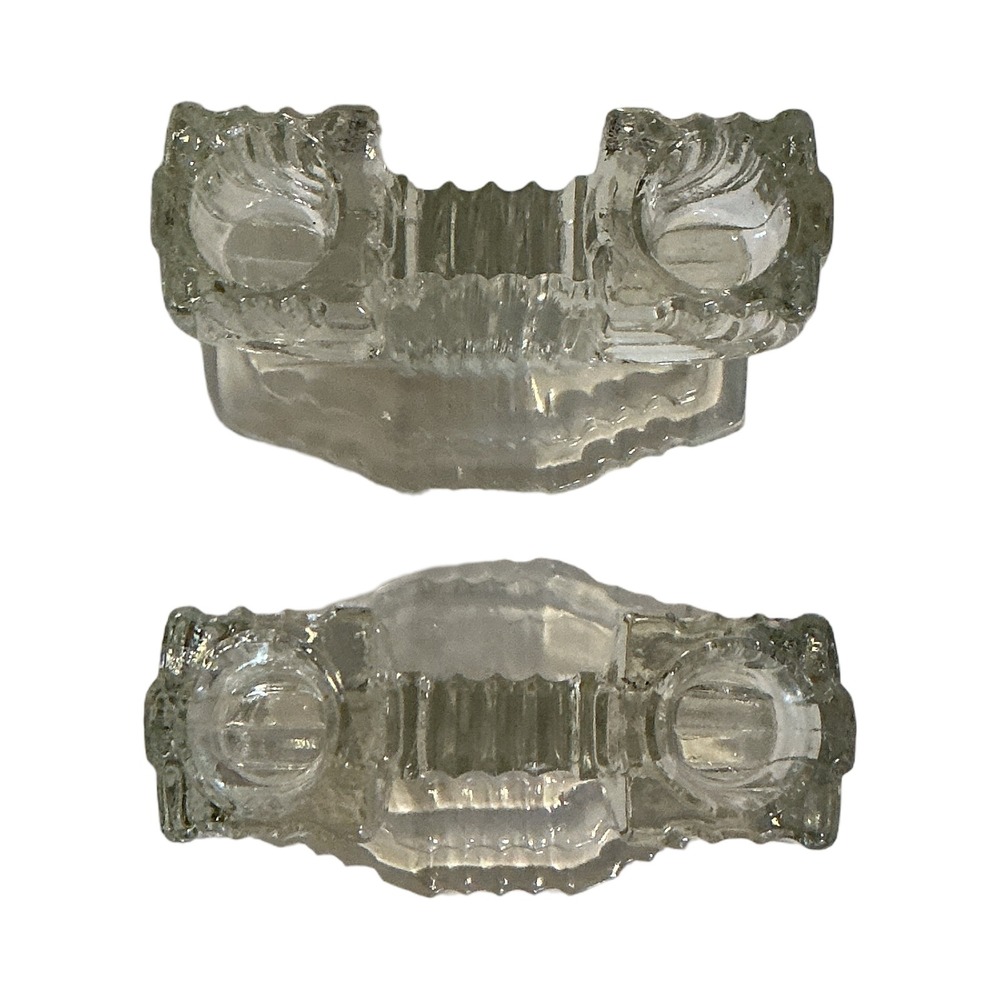 Vintage Clear Ribbed Glass Saguaro Cactus Taper Candle‎ Holders Set of 2 - Picture 3 of 5